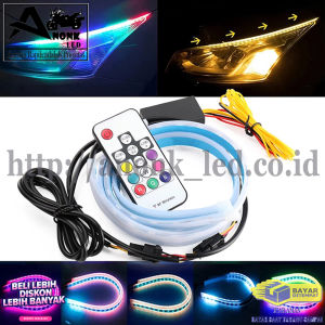 2pcs Lampu LED DRL Alis Flexible 60cm Remote RGB / Lampu Alis RGB Remote 30cm Mobil/Motor