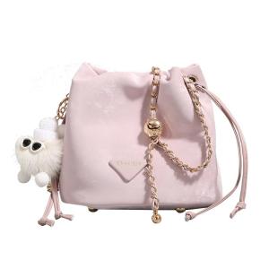 URCDN RDALVO | Pink Drawstring Chain Bucket Bag