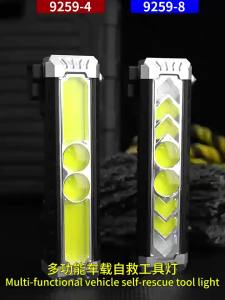 Portable Multi-function Solar Work Light Type-C Rechargeable Flashlight with Magnet/Hook COB Lamp Car Safety Hammer Lantern