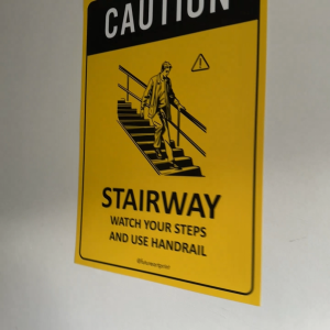 Caution Stairway Watch Your Steps And Use Handrail. Premium Sticker. Warning. Sign Label Notice Signage. Laminated Waterproof Scratch Resistant. Suitable for Indoor and Outdoor.