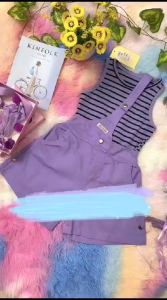 Setelan Anak Perempuan Motif Jumpsuit Purple