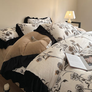 NAIYOUCHENG | French Elegance Milk Velvet Bedding Set for Winter