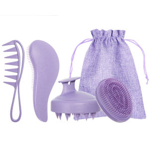 4Pcs Hair Care Brush Set with Storage Bag Detangling Comb Scalp Massager Shampoo Brush Wet Dry Hair Styling Tool for Women Kids