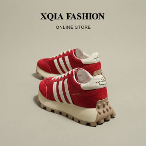 Red Thick Bottom Sports Womens Shoes Casual Dad Shoes Fashionable Cross Buckle Color Block Style Spring 2025 New Arrival
