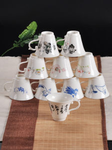 Thickened Ceramic Tea Cup White Porcelain Single Handle Coffee Cup Handmade Thin Wall Small Tea Set Chinese Style Diningware