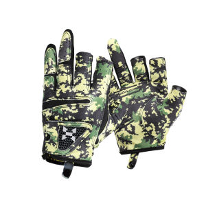 HISTAR Fishing Glove LA SHIRLEY + Lycra Fabric Silicone Anti-slippery 3D Draping Camouflage Green/Grey Color Multi-Functional