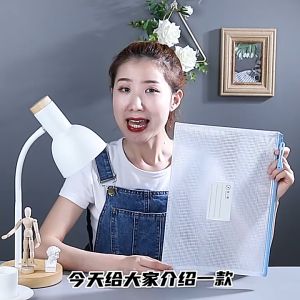 A4 Zipper Mesh Waterproof File Document Bag with Label Transparent File Zip Bag Portable Office School Supplies 文件袋