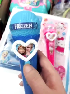 Kids Microphone With Sound And Light Singing Toy Cartoon Pattern Princess Microphone Girl Gift