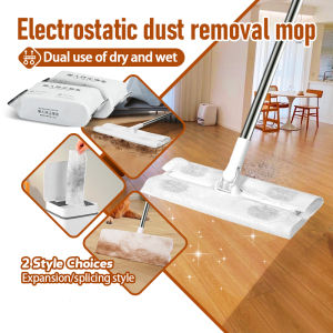 Electrostatic Dust Removal Paper Flat Mop Hand Free Washing Antibacterial  Wet Dry Tissue Disposable Rag Wipes Tisu Pengelap Lantai静电伸缩拖把