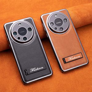 Leather Invisible Integrated Stand for Huawei Mate60/50/40Pro Full Lens Protection Pura70Pro+ Ultra Luxury Business Phone Case