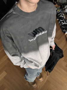 PLTH* Autumn New Gradient Washed Heavyweight American Retro Casual Loose Long Sleeve Mens Sweatshirt Versatile Daily Wear