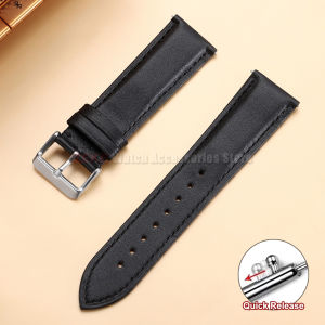 New Universal Calfskin Leather Watchband Soft Material Watch Band 18mm 20mm 22mm Wrist Straps with Silver Stainless Steel Buckle