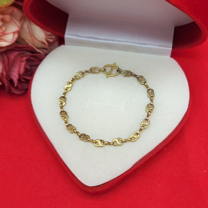 สร้อยข้อมือทองเหลืองโบราณ งานดิบไม่ได้ชุบ ลายตัวอักษร ตัว S ความยาว 6.5 นิ้ว วินเทจ พร้อมส่ง