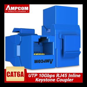 AMPCOM Keystone Coupler Jack CAT6 /CAT6A RJ45 Inline Coupler Keystone Jack RJ45 CAT6 Straight-Through Keystone Module Adapter Couplers For Wall Plate