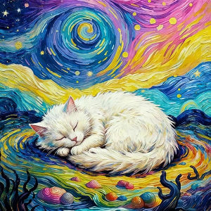 Cat Van Gogh Starry Sky Jigsaw Puzzle 500/1024PCS DIY Craft Hobby Relaxing Game Home Decor Gift