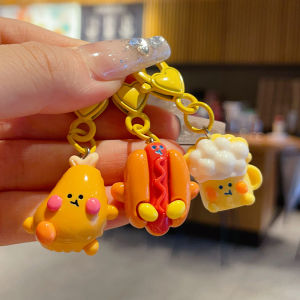 Cute Resin Burger Keychain Backpack Pendant Simulation Food Playmate Gift for Best Friend Student Hanging Toy Keychain