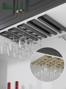 Aluminum Alloy Wine Glass Holder Ceiling Mounted Hanging Rack Kitchen Storage Shelf Wine Cabinet Top Install Space Saver