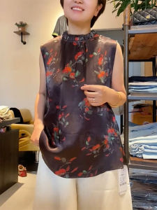 QINGNAER | Luxurious Traditional Style Sleeveless Waistcoat Chinese Shirt