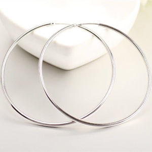 316L Stainless Steel 3-7cm Minimalist Big Circle Hoop Earrings for Women Trendy Silver Color Metal Smooth Round Earring Jewelry