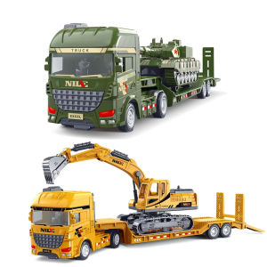 Engineering Diecast Toys Trailer Excavator Tank Truck Construction Model Semi-Carrier Container Vehicle Transport Inertial Car