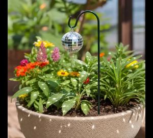 Green Pole (A) $Disco Ball Garden Pole Decoration 4cm Ball for Outdoor Home Garden Lighting Decor