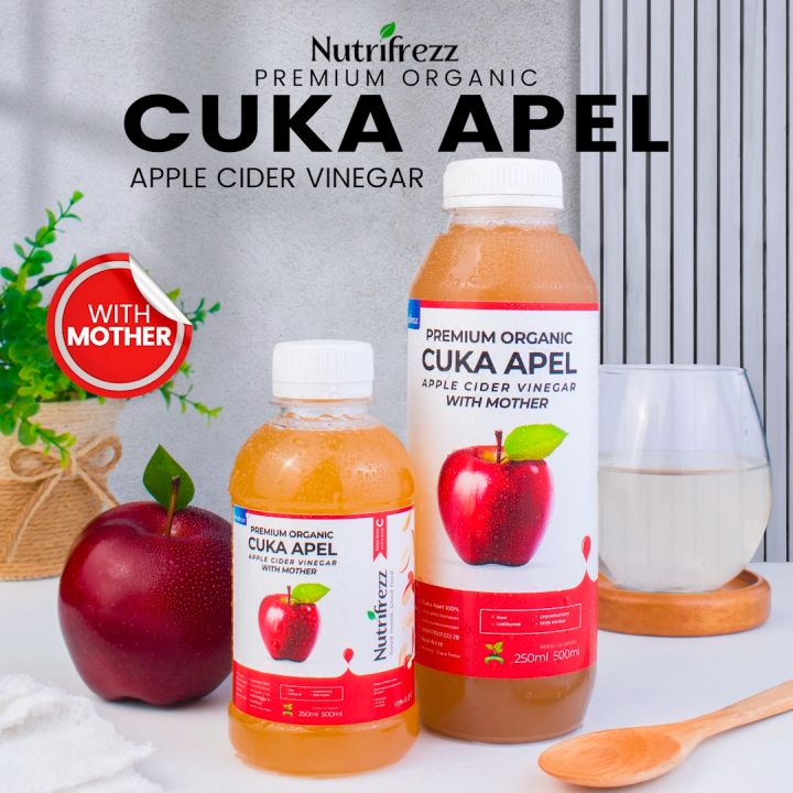 Nutrifrezz -  Cuka Apel Original - Diet Detoks - Apple Cider Vinegar - Toner Wajah Alami - Apel Organik