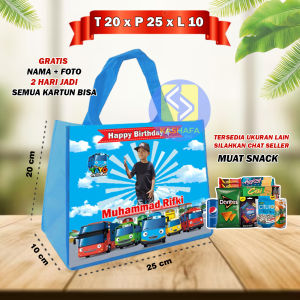 (30 PCS) TAS ULTAH CUSTOM PALING MURAH / GOODIE BAG CUSTOM PALING MURAH CUSTOM/Tas souvenir ultah goodie bag ulang tahun murah tas muat snack ultah gratis nama dan foto tas ulang tahun anakGoodie bag ulang tahun anak muat snack tas ultah free desain