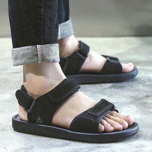 Trendy Youth Mens Sandals Beach Slippers Couple Dual Use Large Size Student Shoes Cotton Upper Breathable Slip-On Rubber Sole