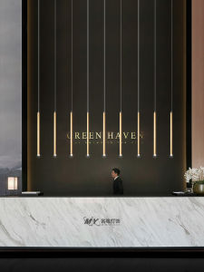 Modern Simple Creative LED Restaurant Lamp Long Cylinder round Column Gold Single Head Small Pendant Light Nordic Front Desk Bar Counter