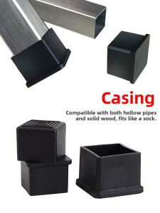 Stainless Steel Chair Leg Covers Square Tube Thickened Pad Furniture Table Chair Foot Cabinet Iron Stool Leg Cover Home Decor