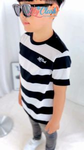 Lily And Clark Kaos Anak Laki-laki Warna Hitam Stripe - KLC113