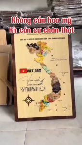 Bản đồ Việt Nam gỗ size đại 60*40cm  in nổi 3D 2 lớp mới 34 tỉnh thành đẹp sắc nét trang trí tranh treo tường decor