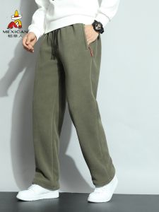 Lamb Velvet Fleece Lined Thickened Casual Pants Mens Loose Large Size Winter Windproof Coldproof Warm Sports Trousers