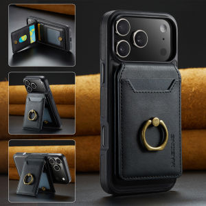 szhaiyu | For Magsafe Magnetic Ring Holder Leather Detachable Card Holder Case For iPhone 18 17 16 15 14 13 12 Pro Max Plus 17Air 17E 16E