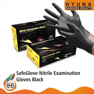 HBB Sarung Tangan Karet NITRILE BLACK Non Powder HANDSCOON Nitrile SAFEGLOVE Black Tanpa Tepung Sarung Tangan Nitrile Safe Glove Oyster 1 Pasang