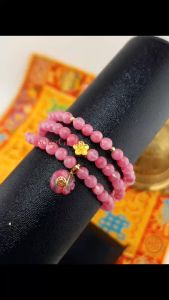 vòng tay nữ dáng chuỗi đá tường vi tự nhiên vip mix charm hoa vàng và charm túi tiền đá tường vi bọc vàng tây vòng tay đá phong thủy hợp mệnh thổ mệnh hỏa