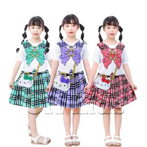 dress anak perempuan motif sailor bahan rayon lembut untuk 3-8 thn