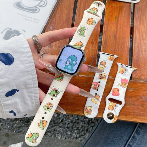 Cute Dinosaur Silicone Strap Compatible with Apple Watch Smartwatch Band Adjustable S9876543SE Ultra Comfortable Wristband