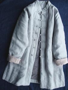 Womens Mid-Length Cotton Jacket with Button Embellishment Traditional Chinese Style Thin Cotton Coat Commute Regular Sleeve