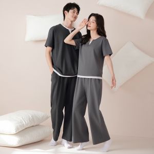 MiiOW | Pure Cotton Sleepwear Womens Summer Short Sleeve Long Pants Set Breathable Comfortable Home Clothes Outdoor Wearable Nightgown