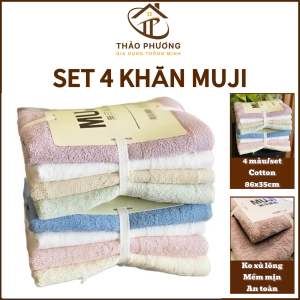 Khăn Tắm Toàn Thân Set 4 Khăn Tắm Xuất Nhật Muji Cỡ 36x85cm Siêu Mềm Mịn (Ngẫu Nhiên)