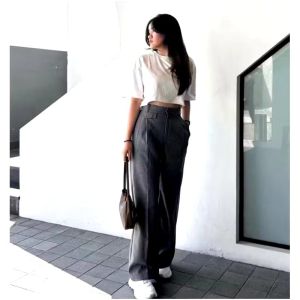 ORO PANTS Loose Pants Traousers highwaist Wanita-Celana anti Kusut-Celana Kulot Wanita-Celana Kerja Wanita celana kasual