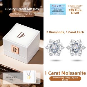East Beauty | Unique Beautiful New Arrival Hot Sale 999 Silver Moissanite Stud Earrings