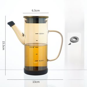 Large Stainless Steel Glass Oil Bottle Kitchen Storage Container No Oil Draining Seasoning Bottle European Style Home Use