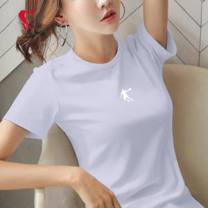 Womens Short Sleeve T-Shirt round Neck Sporty Slim Fit Breathable Casual Cotton Polyester Blend Summer New Arrival