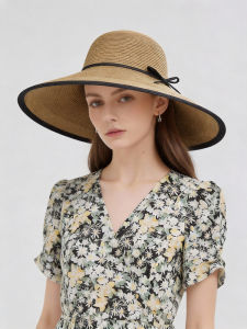 Petit Bari | French Elegance Wide Brim Straw Sun Hat with Wave Edging