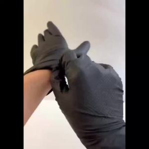 8Mil Heavy Duty Black Industrial Nitrile Gloves Disposable Safety Work Gloves Raised Diamond Textured Grip Mechanic Auto Gloves