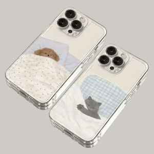 Cute Couple Case for iPhone 16 15 14 Pro Max 13 12 Mini 11Pro XS XR 7 8 Plus Screen Protector Shockproof Cover