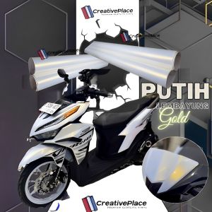 sticker skotlet motor putih lembayung gold premium scotlite putih mutiara emas