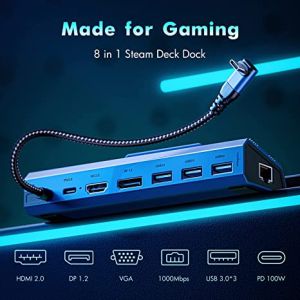 Steam Deck 8-in-1 Base Expansion Dock/Aluminum Alloy Base 4K60HZ/4K30HZ USB3.0 HD HDMI Expander Game console host multi-function expansion dock